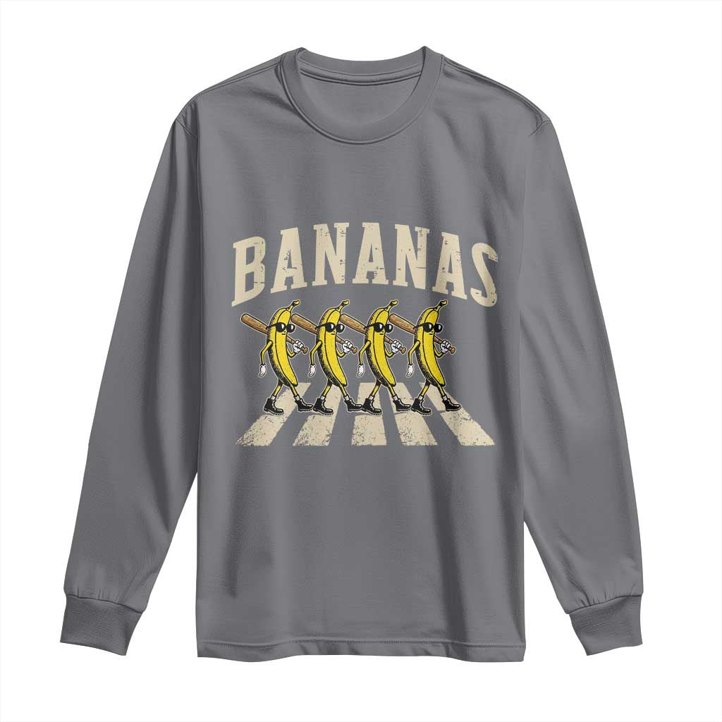 Retro Bananas Parody Long Sleeve Shirt Funny Baseball Player Gift TS12 Charcoal Print Your Wear