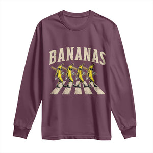 Retro Bananas Parody Long Sleeve Shirt Funny Baseball Player Gift TS12 Maroon Print Your Wear