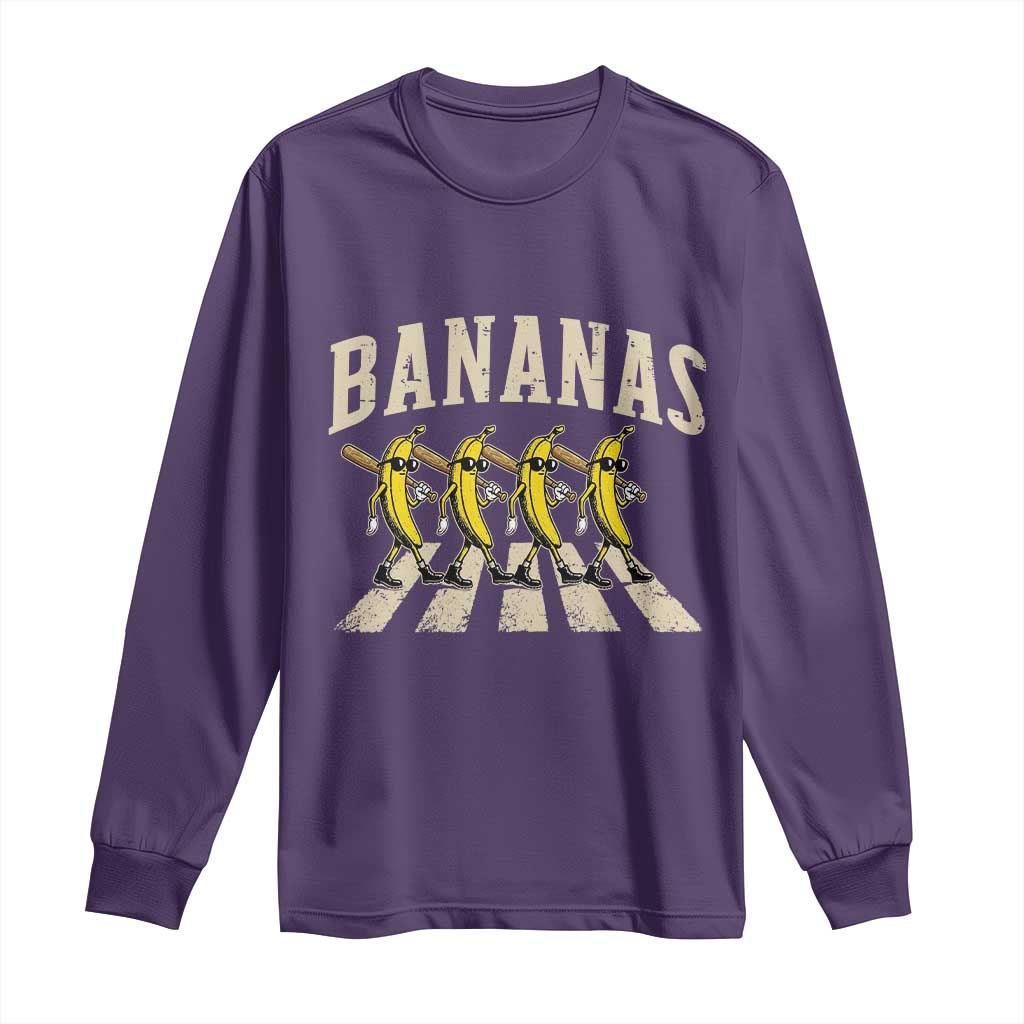 Retro Bananas Parody Long Sleeve Shirt Funny Baseball Player Gift TS12 Purple Print Your Wear