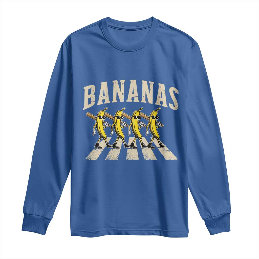 Retro Bananas Parody Long Sleeve Shirt Funny Baseball Player Gift TS12 Royal Blue Print Your Wear