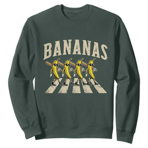 Retro Bananas Parody Sweatshirt Funny Baseball Player Gift TS12 Dark Forest Green Print Your Wear
