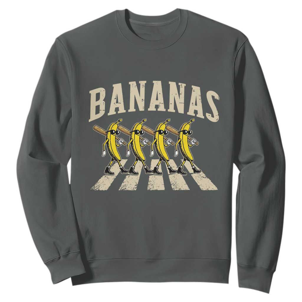 Retro Bananas Parody Sweatshirt Funny Baseball Player Gift TS12 Dark Heather Print Your Wear