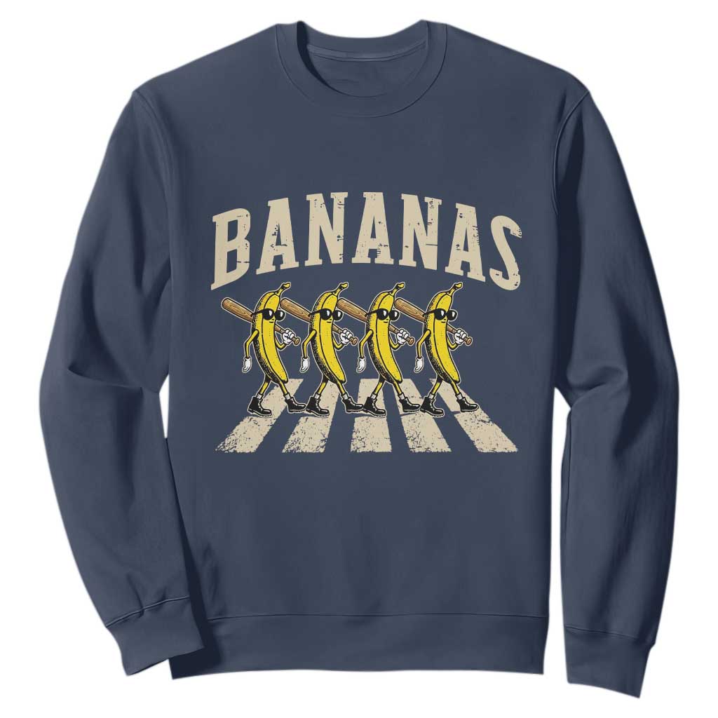 Retro Bananas Parody Sweatshirt Funny Baseball Player Gift TS12 Navy Print Your Wear
