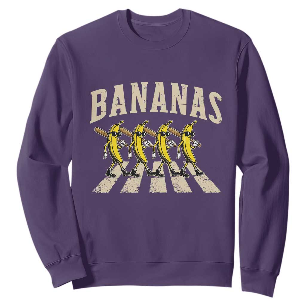 Retro Bananas Parody Sweatshirt Funny Baseball Player Gift TS12 Purple Print Your Wear