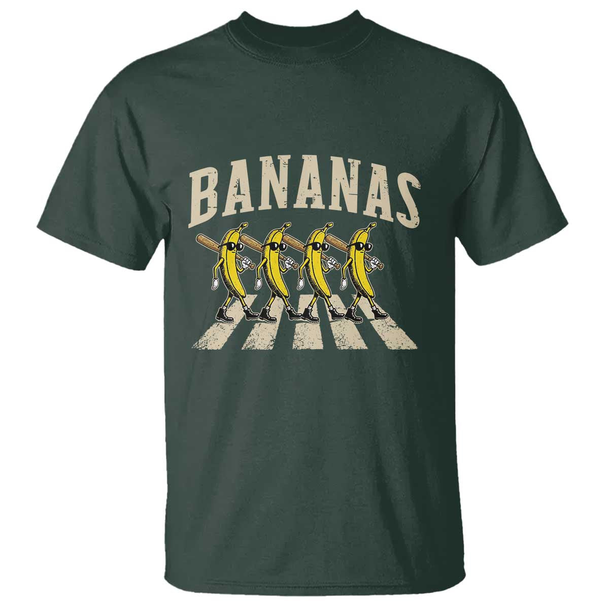 Retro Bananas Parody T Shirt Funny Baseball Player Gift TS12 Dark Forest Green Print Your Wear