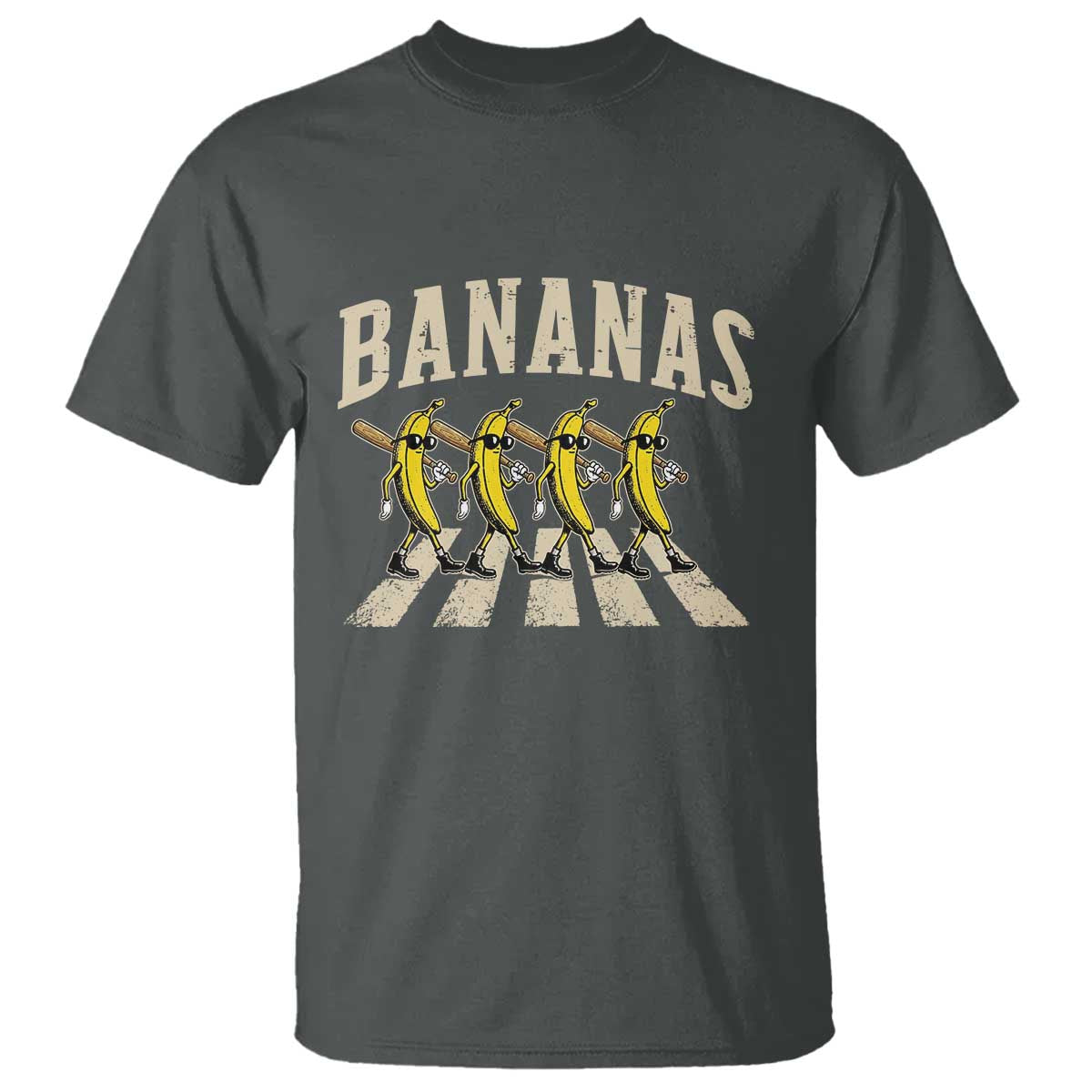 Retro Bananas Parody T Shirt Funny Baseball Player Gift TS12 Dark Heather Print Your Wear