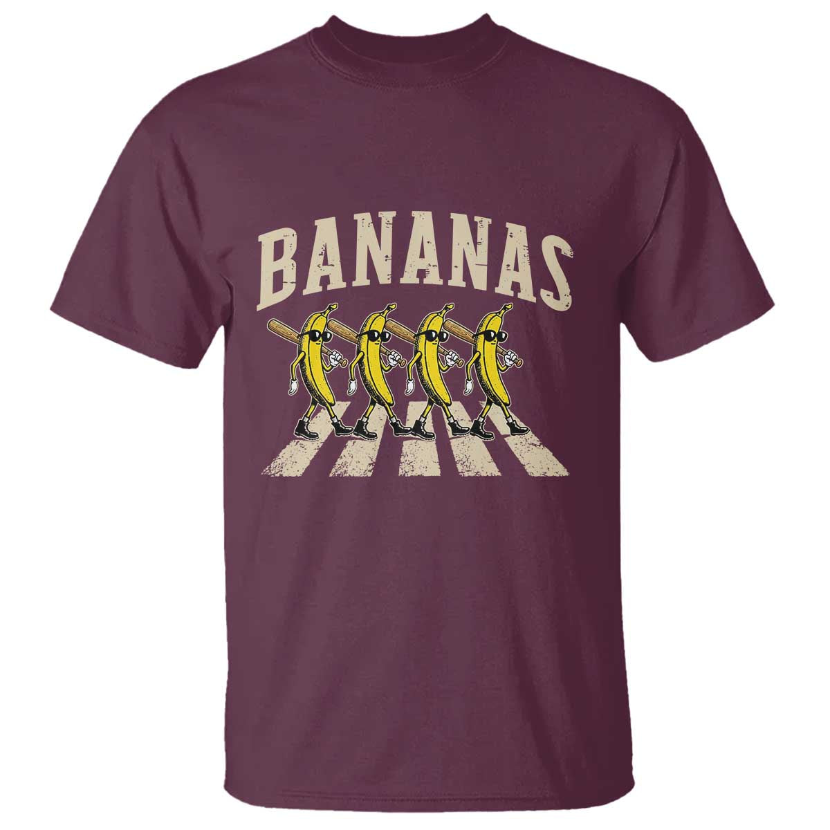 Retro Bananas Parody T Shirt Funny Baseball Player Gift TS12 Maroon Print Your Wear