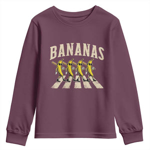 Retro Bananas Parody Youth Sweatshirt Funny Baseball Player Gift TS12 Maroon Print Your Wear