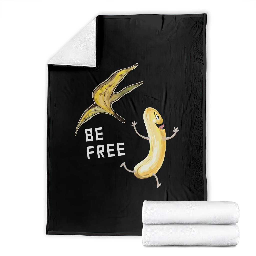 Funny Banana Striptease Be Free Graphic Throw Blanket TS12 Black Print Your Wear