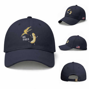 Funny Banana Striptease Be Free Graphic Baseball Cap TS12 Baseball Cap Universal Fit Navy Print Your Wear