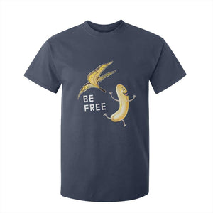 Funny Banana Striptease Be Free Graphic T Shirt For Kid TS12 Navy Print Your Wear