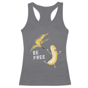 Funny Banana Striptease Be Free Graphic Racerback Tank Top TS12 Charcoal Print Your Wear