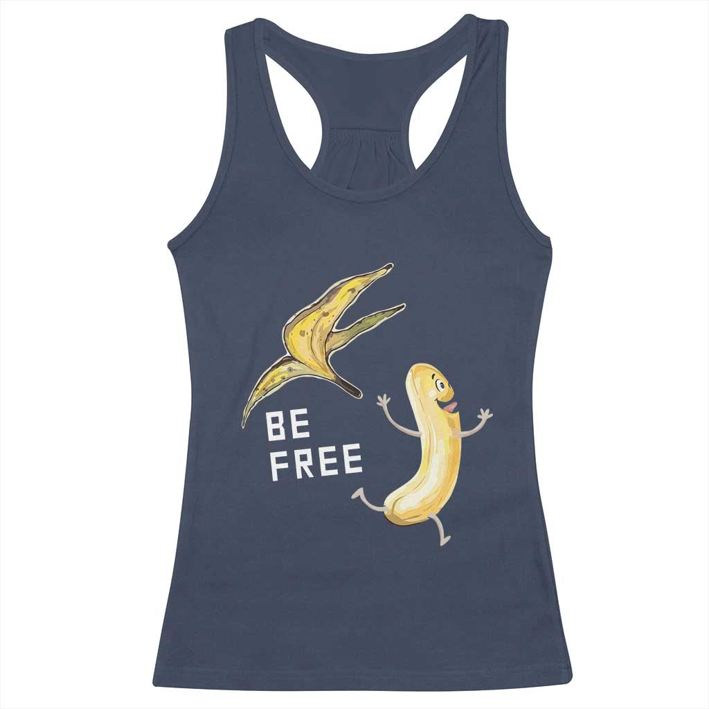 Funny Banana Striptease Be Free Graphic Racerback Tank Top TS12 Navy Print Your Wear