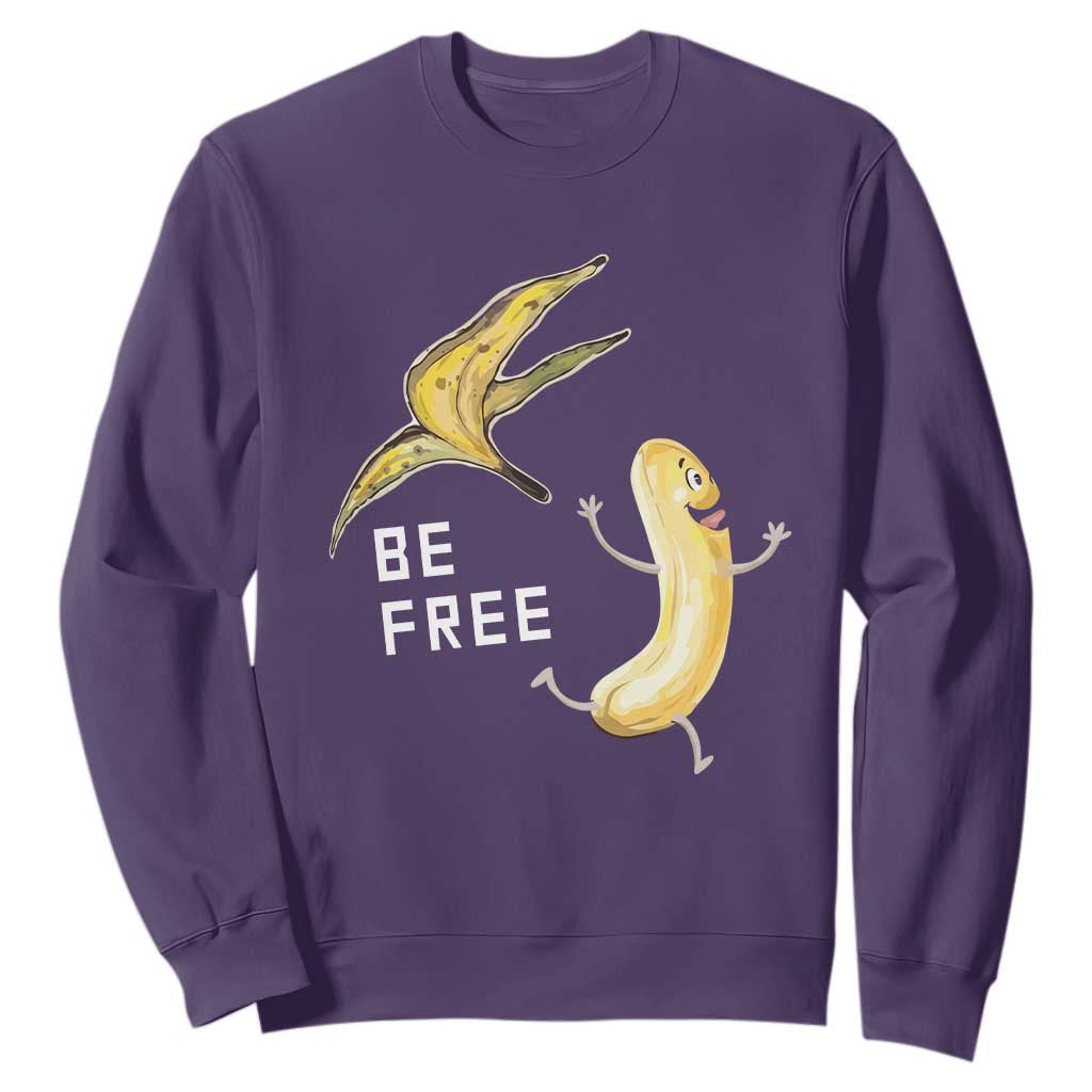 Funny Banana Striptease Be Free Graphic Sweatshirt TS12 Purple Print Your Wear