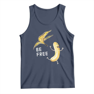 Funny Banana Striptease Be Free Graphic Tank Top TS12 Navy Print Your Wear