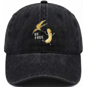 Funny Banana Striptease Be Free Graphic Washed Cotton Baseball Cap TS12 Print Your Wear