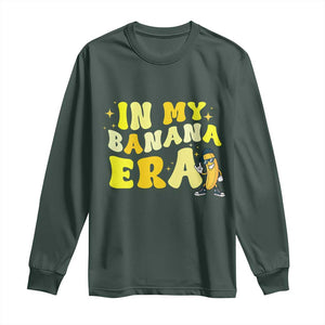 Funny In My Banana Era Graphic Long Sleeve Shirt Retro Fruit Lover TS12 Dark Forest Green Print Your Wear