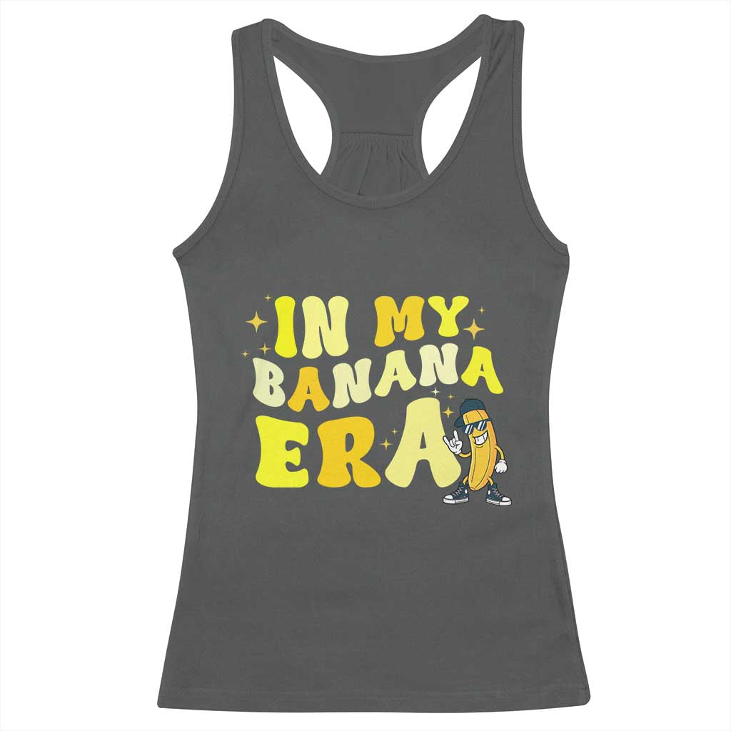 Funny In My Banana Era Graphic Racerback Tank Top Retro Fruit Lover TS12 Dark Heather Print Your Wear