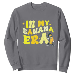 Funny In My Banana Era Graphic Sweatshirt Retro Fruit Lover TS12 Charcoal Print Your Wear