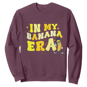 Funny In My Banana Era Graphic Sweatshirt Retro Fruit Lover TS12 Maroon Print Your Wear
