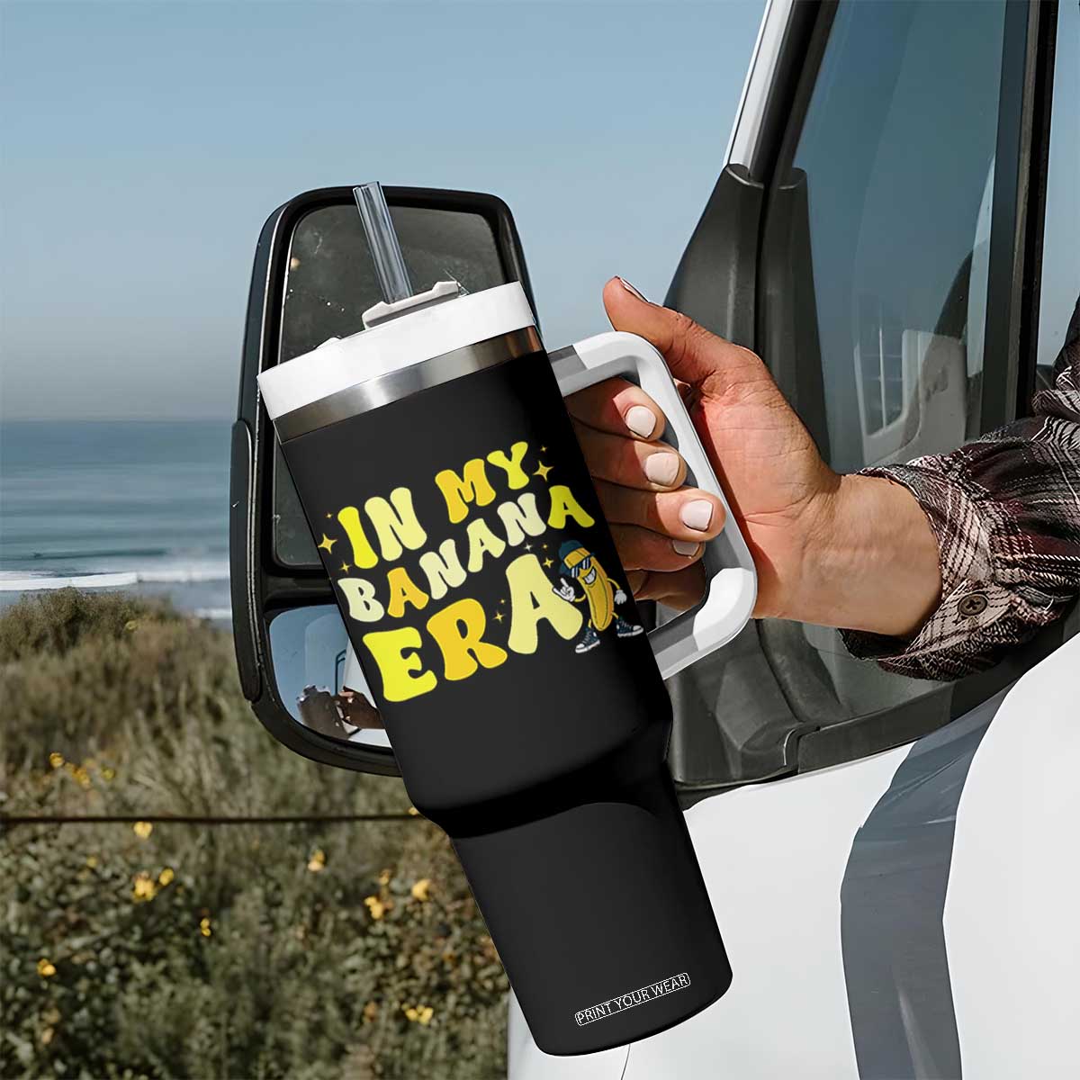 Funny In My Banana Era Graphic Tumbler With Handle Retro Fruit Lover TS12 Print Your Wear