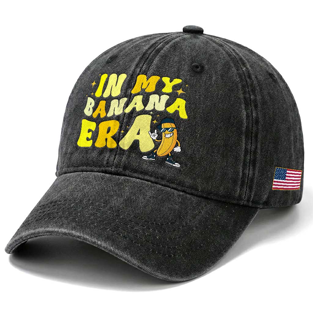 Funny In My Banana Era Graphic Washed Cotton Baseball Cap Retro Fruit Lover TS12 Print Your Wear
