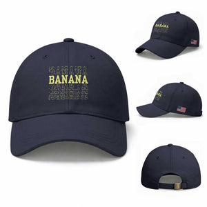 Banana Layered Text Graphic Baseball Cap Banana Lover Gift TS12 Baseball Cap Universal Fit Navy Print Your Wear