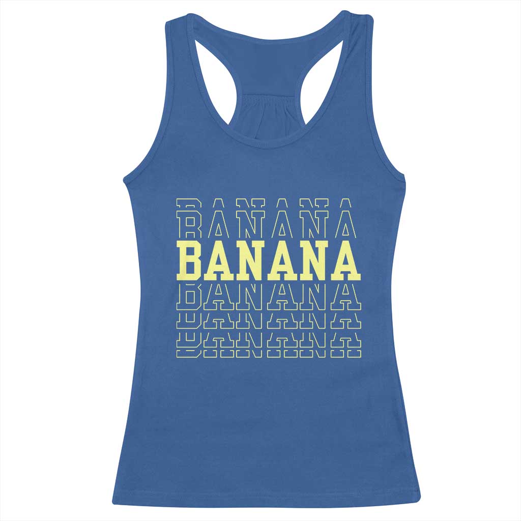 Banana Layered Text Graphic Racerback Tank Top Banana Lover Gift TS12 Royal Blue Print Your Wear
