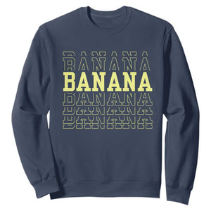Banana Layered Text Graphic Sweatshirt Banana Lover Gift TS12 Navy Print Your Wear