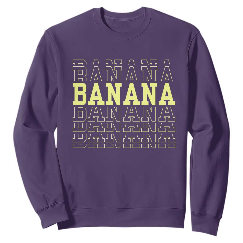 Banana Layered Text Graphic Sweatshirt Banana Lover Gift TS12 Purple Print Your Wear