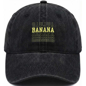 Banana Layered Text Graphic Washed Cotton Baseball Cap Banana Lover Gift TS12 Print Your Wear