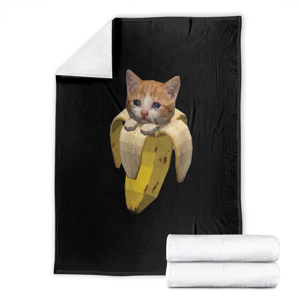 Funny Bananacat Meme Lover Throw Blanket Cute Kitty Banana Costume TS12 Black Print Your Wear