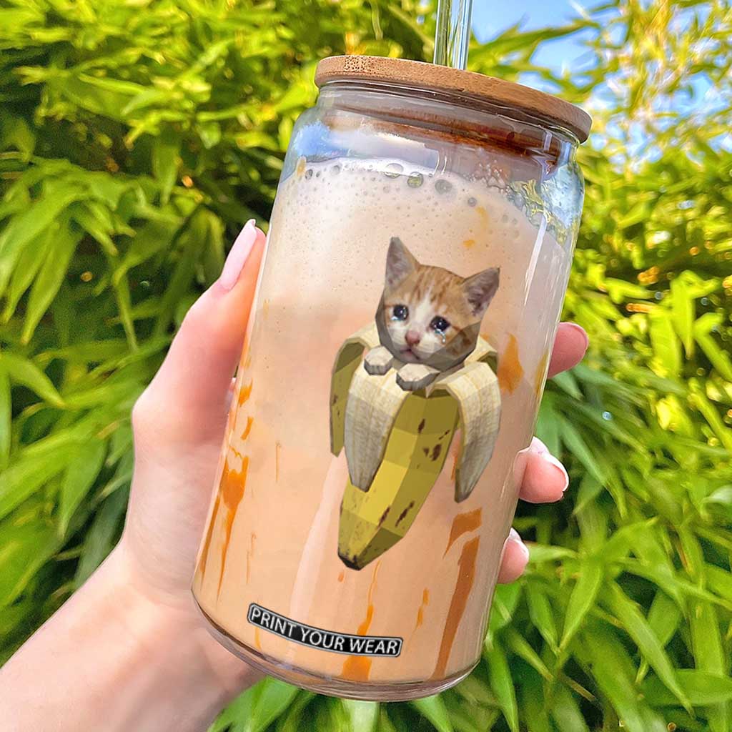 Funny Bananacat Meme Lover Glass Can Cute Kitty Banana Costume TS12 Black Print Your Wear