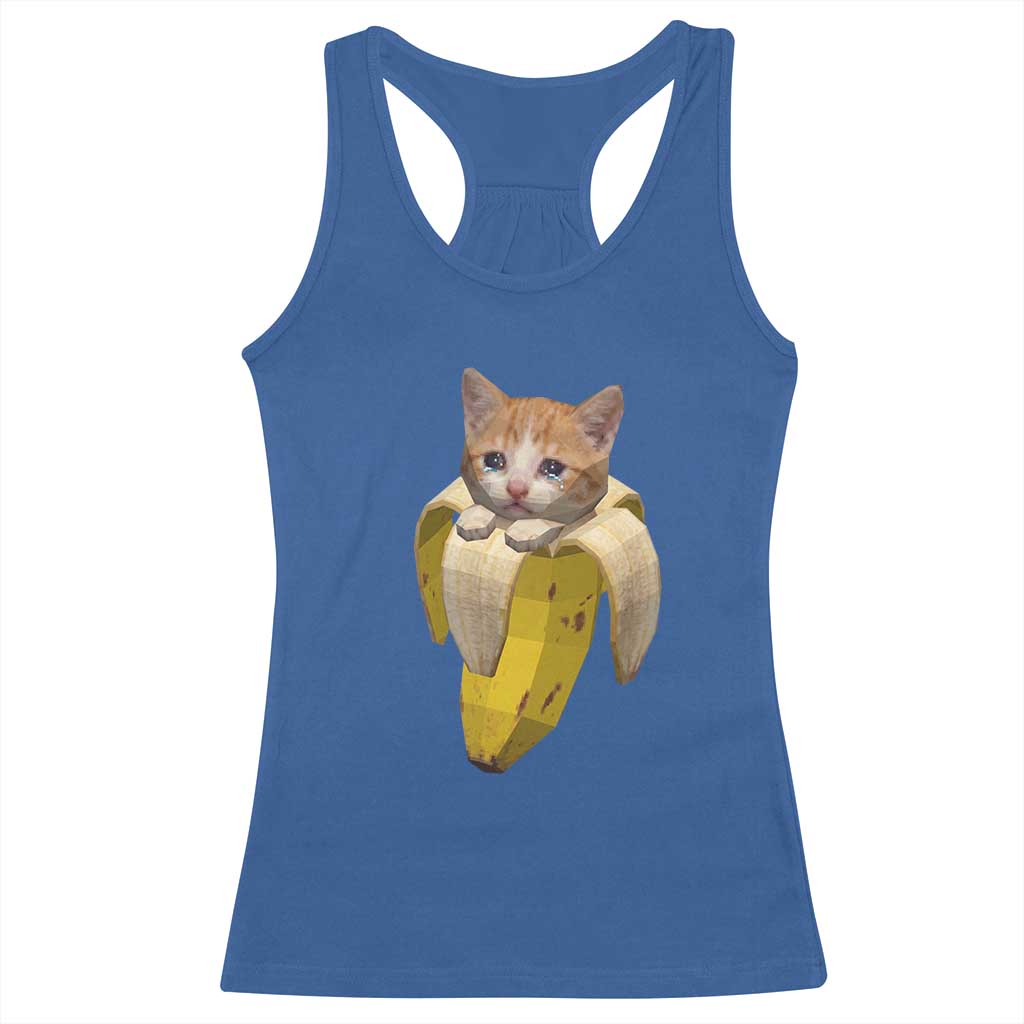 Funny Bananacat Meme Lover Racerback Tank Top Cute Kitty Banana Costume TS12 Royal Blue Print Your Wear