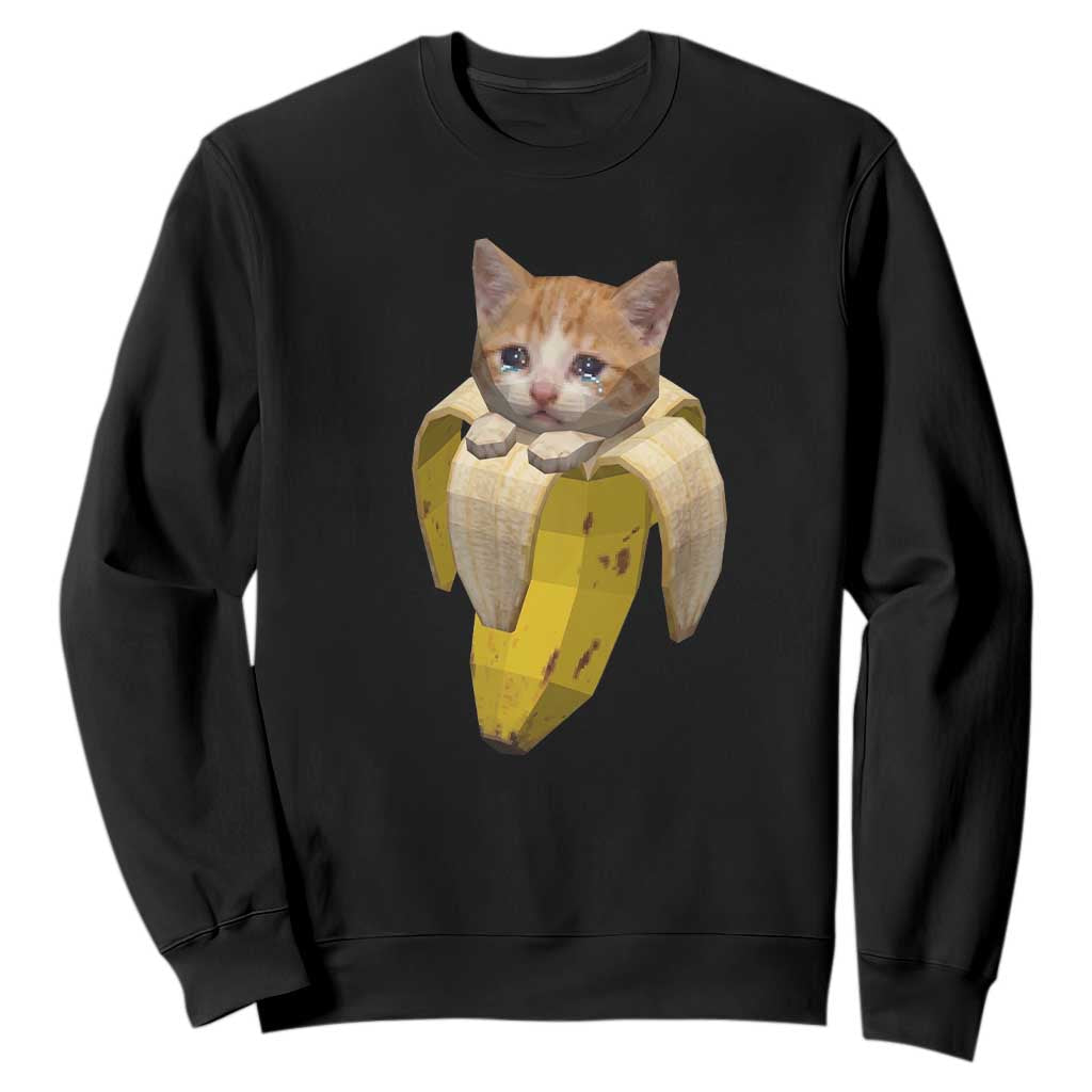 Funny Bananacat Meme Lover Sweatshirt Cute Kitty Banana Costume TS12 Black Print Your Wear