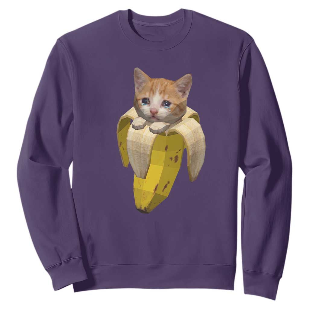 Funny Bananacat Meme Lover Sweatshirt Cute Kitty Banana Costume TS12 Purple Print Your Wear