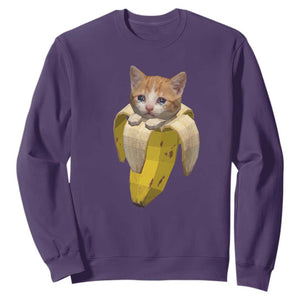 Funny Bananacat Meme Lover Sweatshirt Cute Kitty Banana Costume TS12 Purple Print Your Wear