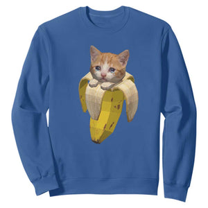 Funny Bananacat Meme Lover Sweatshirt Cute Kitty Banana Costume TS12 Royal Blue Print Your Wear