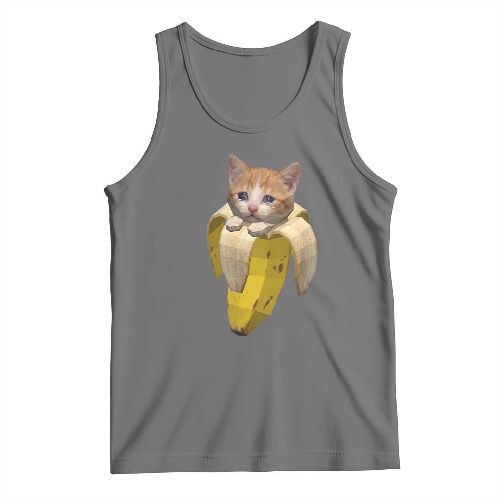 Funny Bananacat Meme Lover Tank Top Cute Kitty Banana Costume TS12 Black Heather Print Your Wear