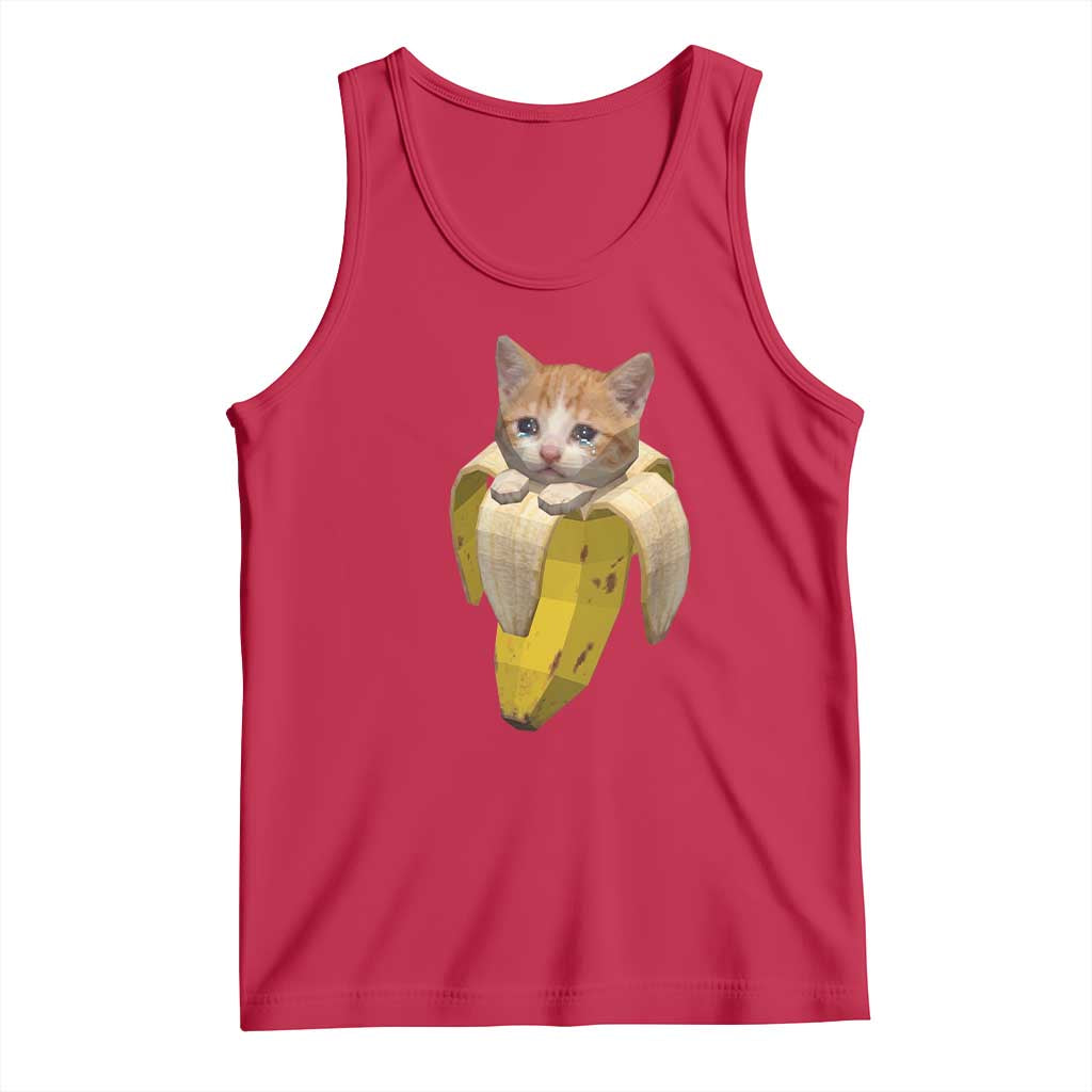 Funny Bananacat Meme Lover Tank Top Cute Kitty Banana Costume TS12 Red Print Your Wear