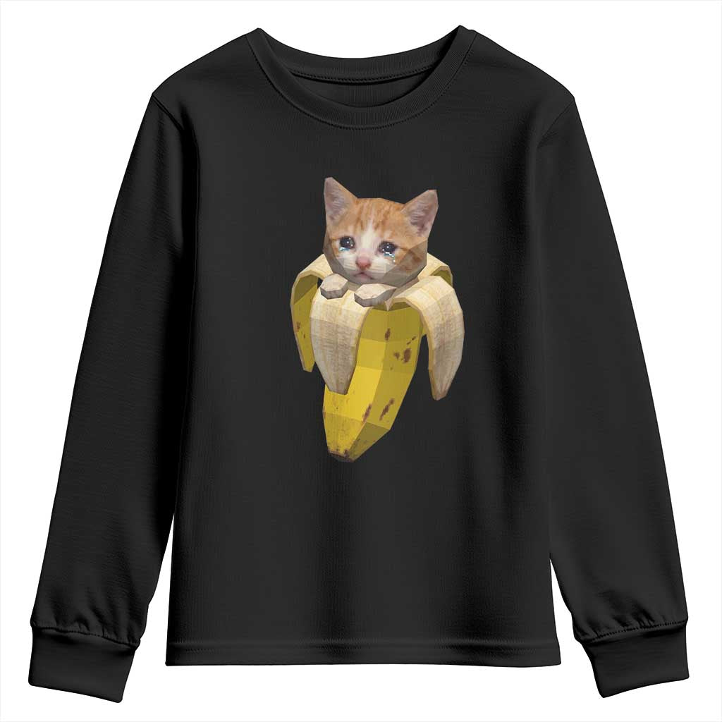 Funny Bananacat Meme Lover Youth Sweatshirt Cute Kitty Banana Costume TS12 Black Print Your Wear