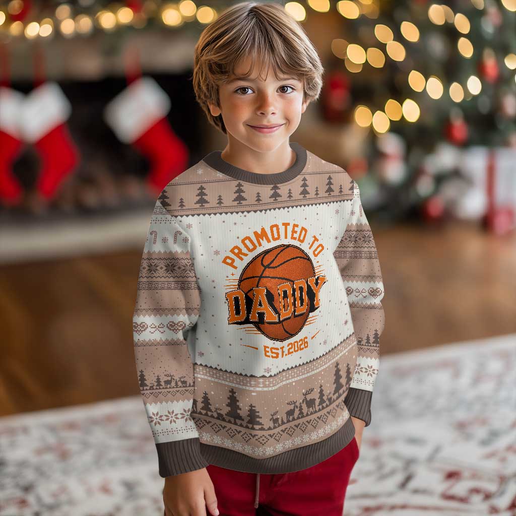 Personalized Basketball Daddy Ugly Christmas Sweater Custom Number First Time Dad Pregnancy Announcement TS12 Mocha Mousse Print Your Wear