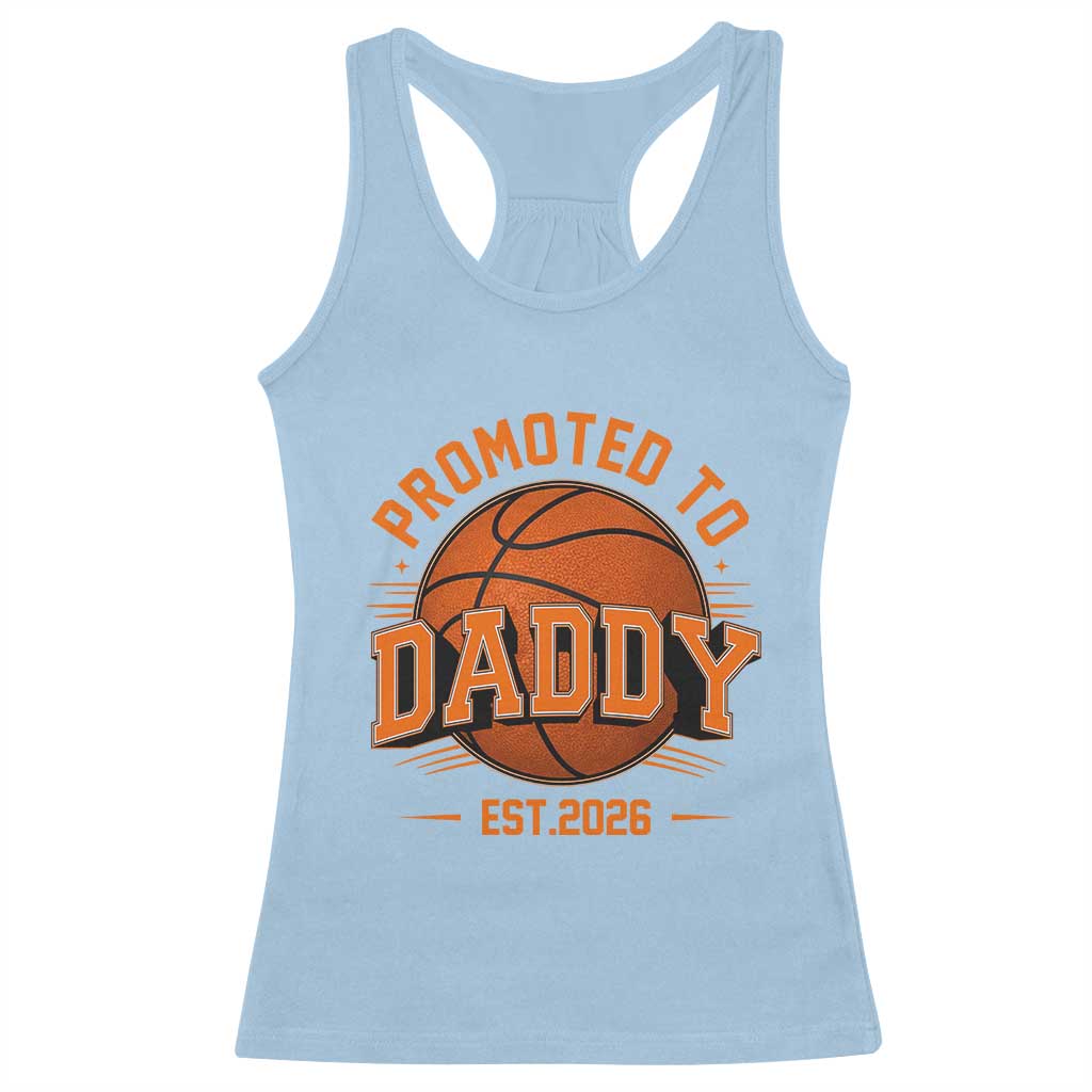 Personalized Basketball Daddy Racerback Tank Top Custom Number First Time Dad Pregnancy Announcement TS12 Light Blue Print Your Wear