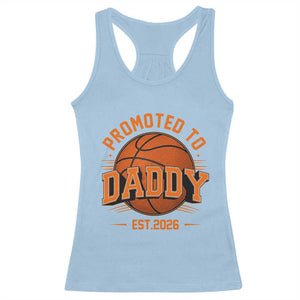 Personalized Basketball Daddy Racerback Tank Top Custom Number First Time Dad Pregnancy Announcement TS12 Light Blue Print Your Wear