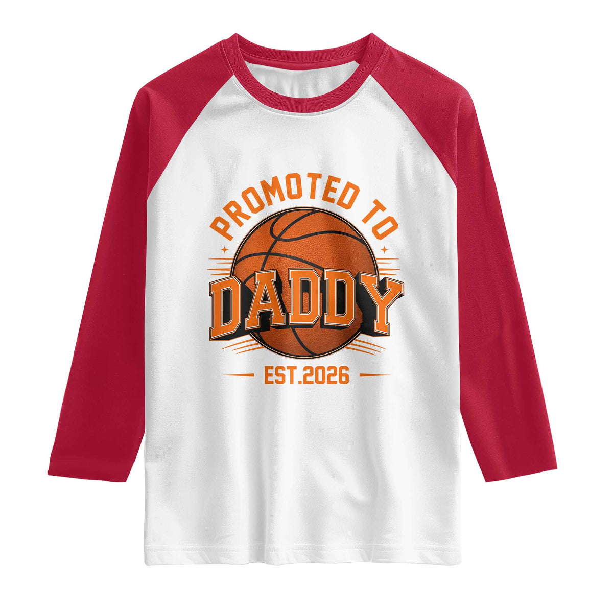 Personalized Basketball Daddy Raglan Shirt Custom Number First Time Dad Pregnancy Announcement TS12 White Red Print Your Wear