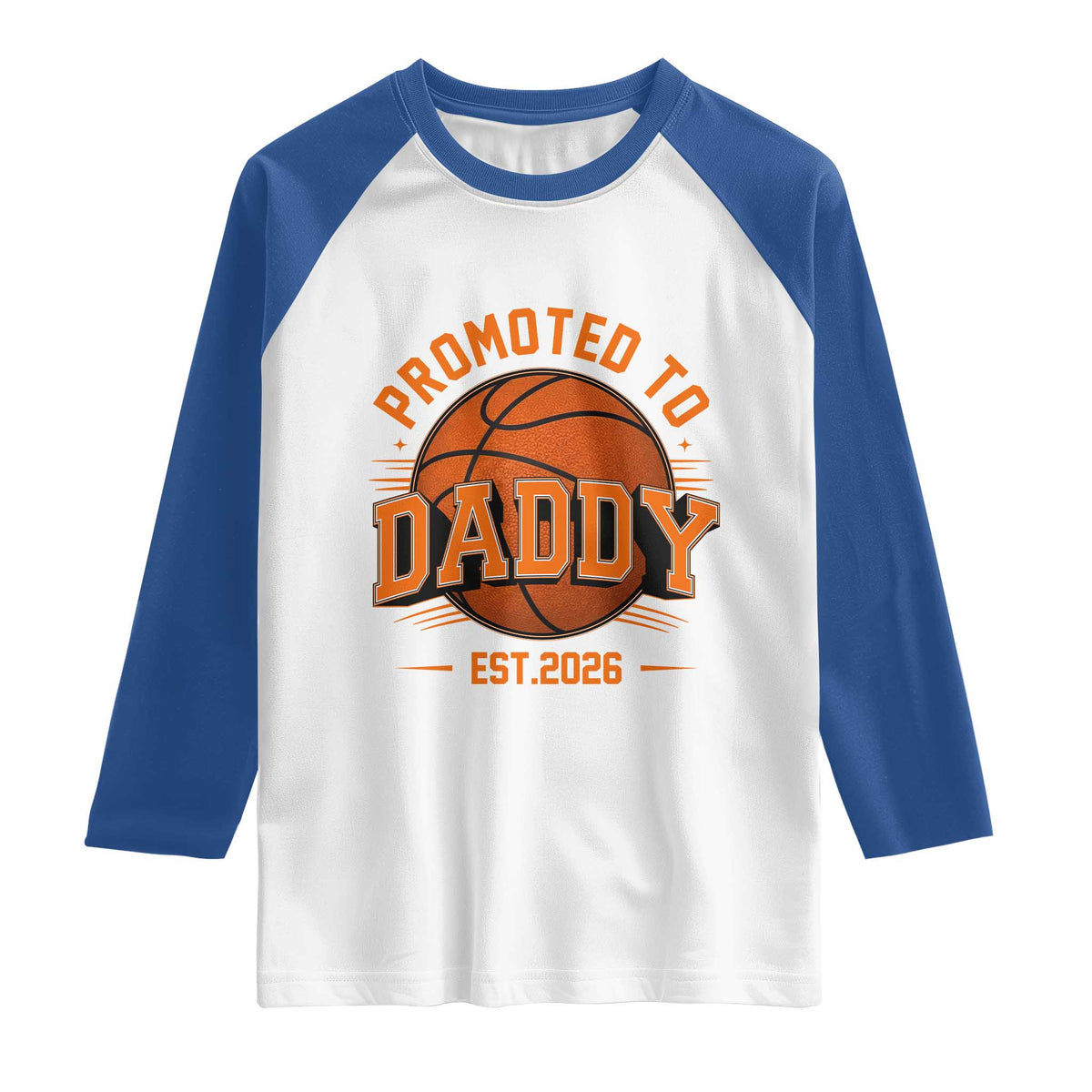 Personalized Basketball Daddy Raglan Shirt Custom Number First Time Dad Pregnancy Announcement TS12 White Royal Print Your Wear