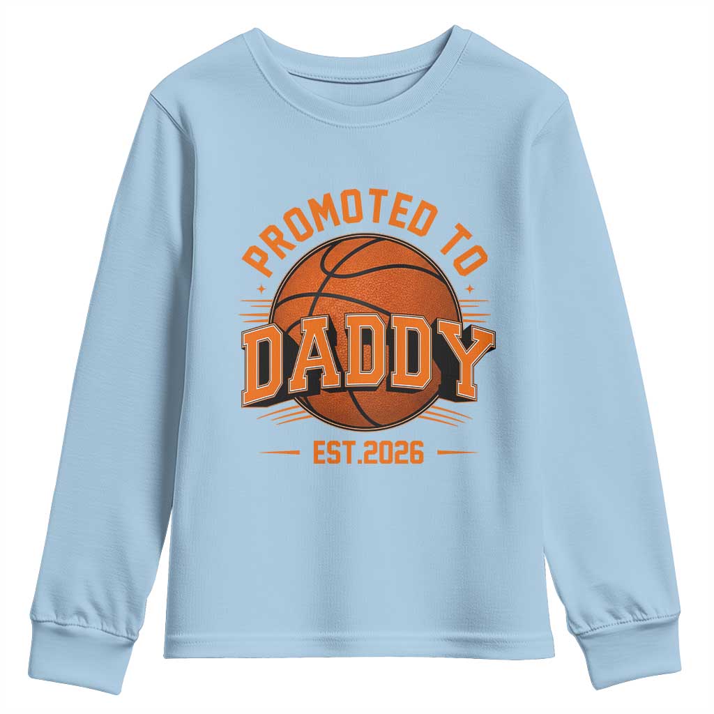 Personalized Basketball Daddy Youth Sweatshirt Custom Number First Time Dad Pregnancy Announcement TS12 Light Blue Print Your Wear
