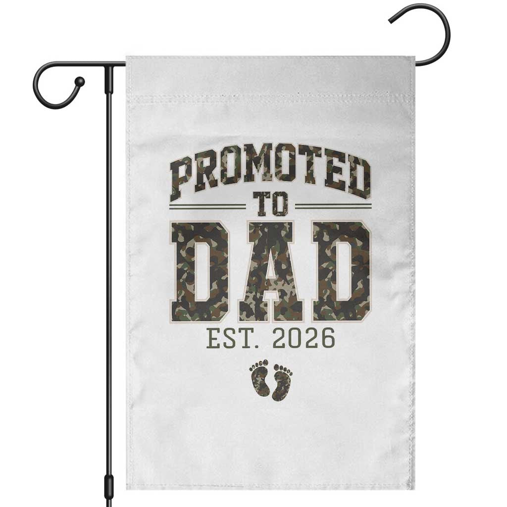 Camouflage Promoted To Dad Est 2026 Garden Flag Camo Pregnancy Announcement Graphic TS12 White Print Your Wear
