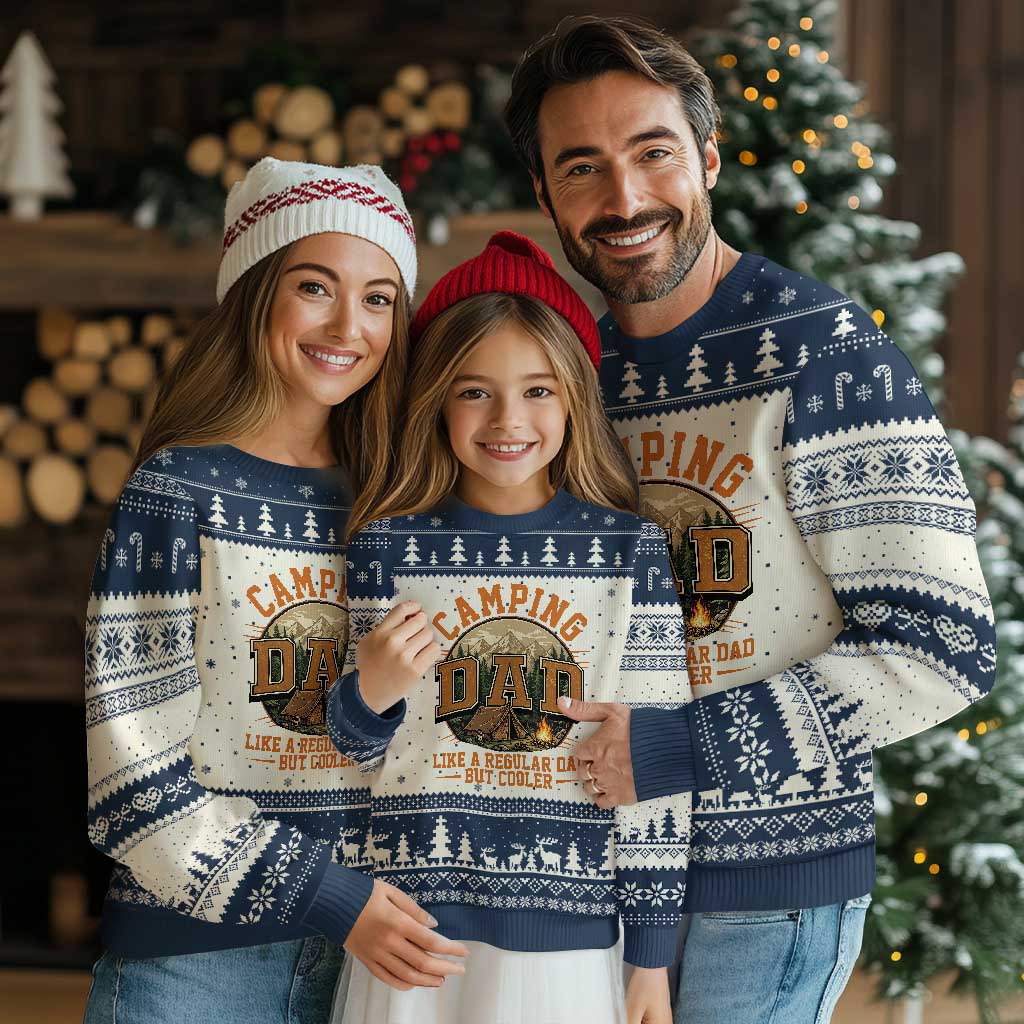 Camping Dad Like A Regular Dad But Cooler Ugly Christmas Sweater Funny Fathers Day Gift TS12 Beige Navy Print Your Wear