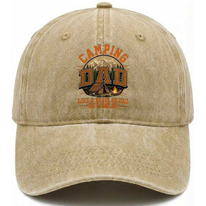 Camping Dad Like A Regular Dad But Cooler Washed Cotton Baseball Cap Funny Fathers Day Gift TS12 Print Your Wear